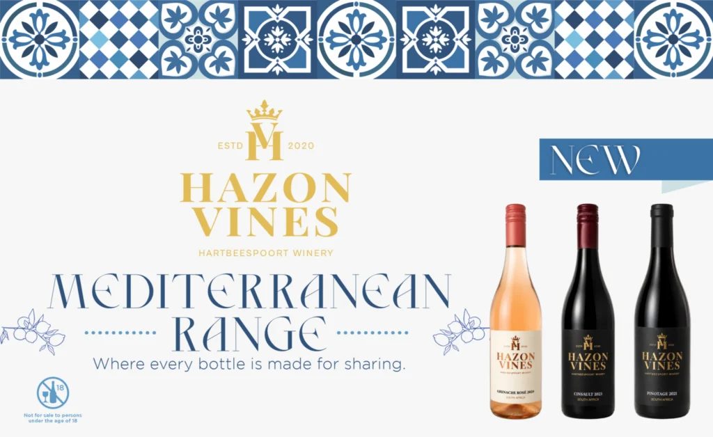 Hazon Vines Mediterranean range: Grenache Rose 2024, Cinsault 2023 and Pinotage 2021